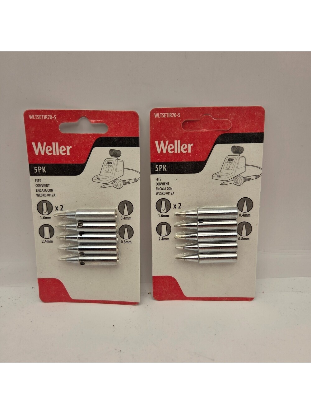 Weller WLTSETIR70-5 5-Piece Soldering Tip Set WLSKD7012A 70W NEW Lot of 2